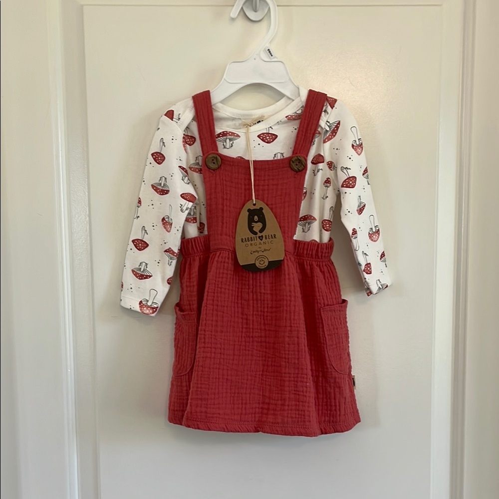 NWT Emily & Oliver organic cotton dress 2 piece set size 12 months